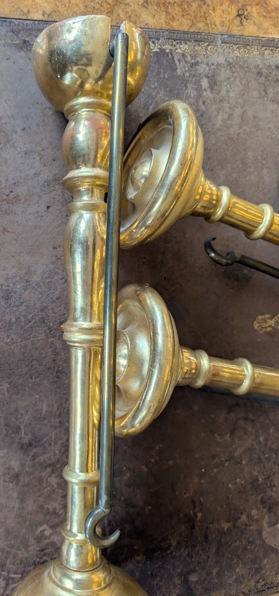 Four Turned And Gilded Wooden Curtain Rods – 19th Century-photo-3