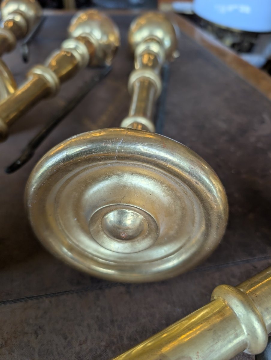 Four Turned And Gilded Wooden Curtain Rods – 19th Century-photo-4