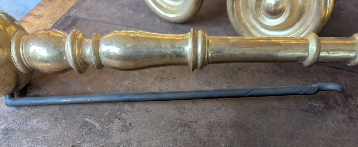 Four Turned And Gilded Wooden Curtain Rods – 19th Century-photo-5