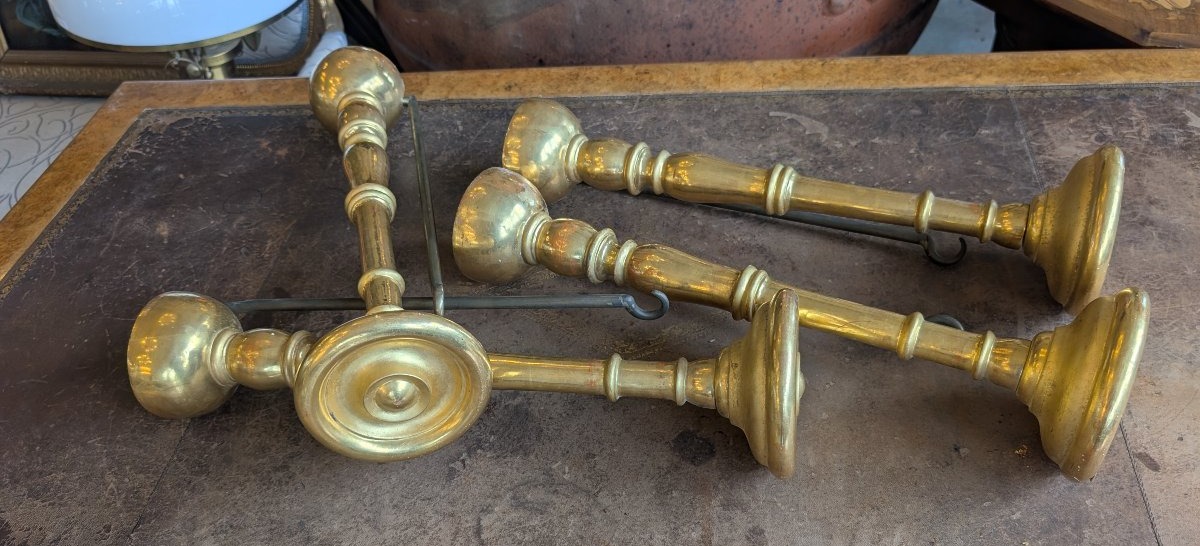 Four Turned And Gilded Wooden Curtain Rods – 19th Century