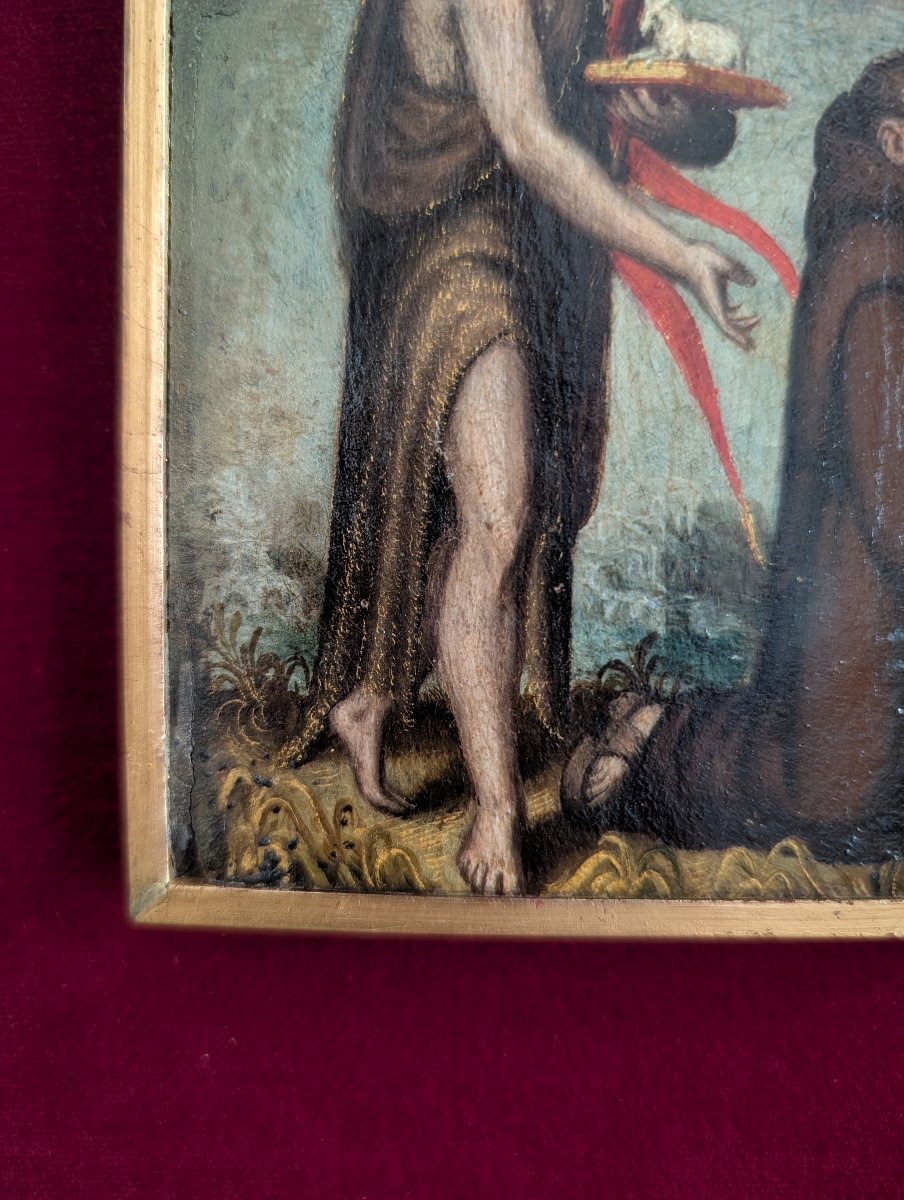 Saint Jean-Baptiste avec un religieux en prière – Fin du XVIIIe siècle-photo-2