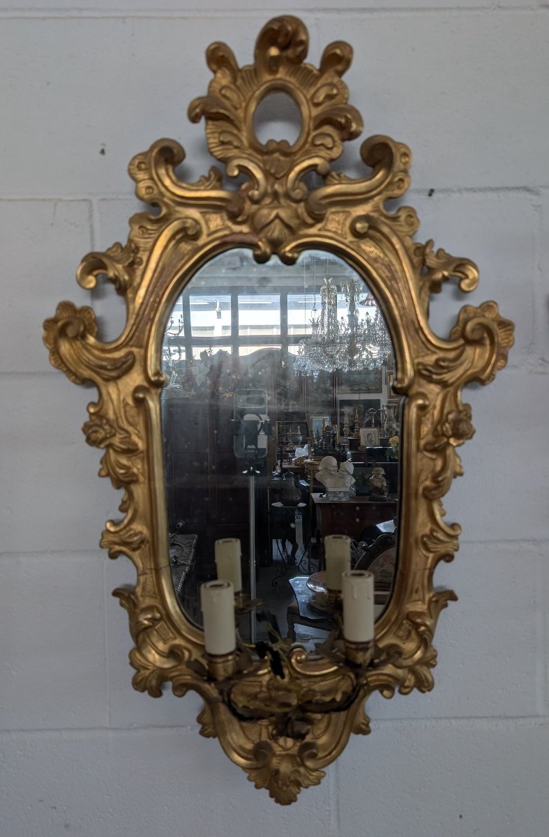 Pair Of Sienese Mirrors In Gilded Wood – First Half Of The 19th Century-photo-3