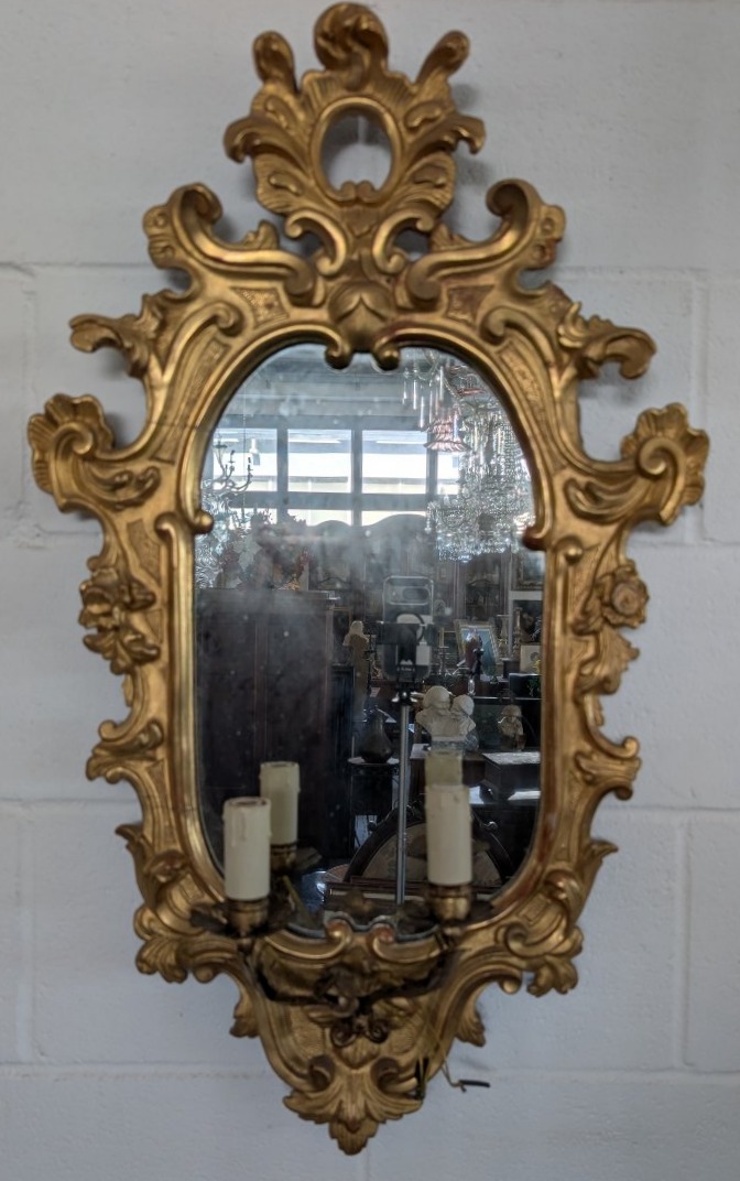 Pair Of Sienese Mirrors In Gilded Wood – First Half Of The 19th Century-photo-2