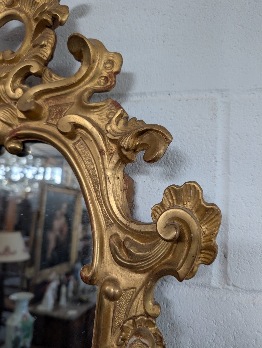 Pair Of Sienese Mirrors In Gilded Wood – First Half Of The 19th Century-photo-3