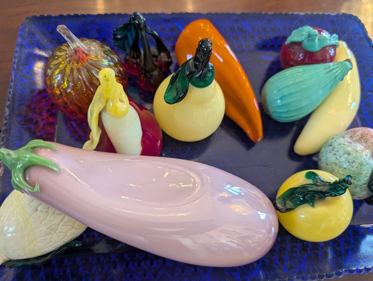 Plateau de centre de table avec fruits en verre de Murano – Milieu du XXe siècle-photo-2