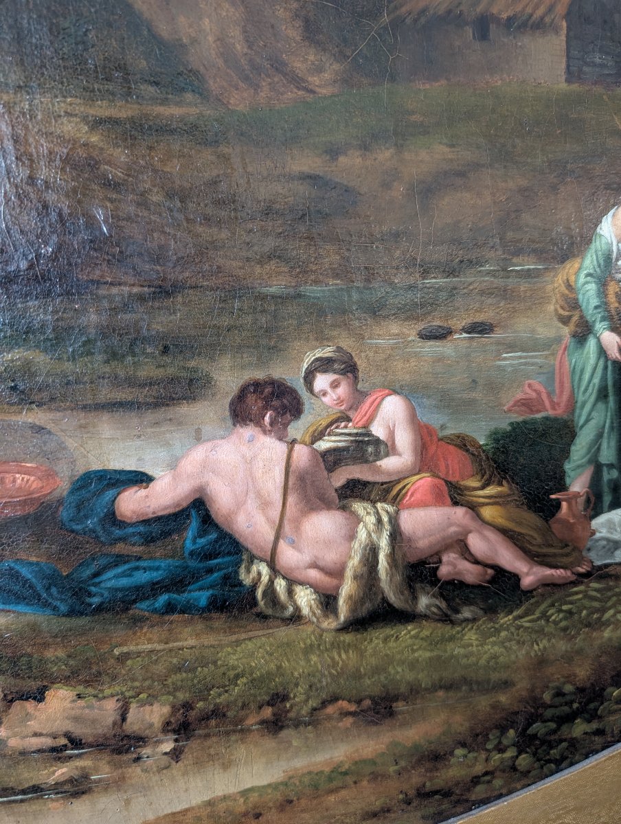 Paysage arcadien avec personnages – École romaine du XVIIIe siècle-photo-3