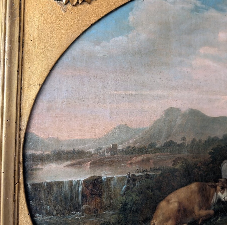 Paysage arcadien avec personnages – École romaine du XVIIIe siècle-photo-8