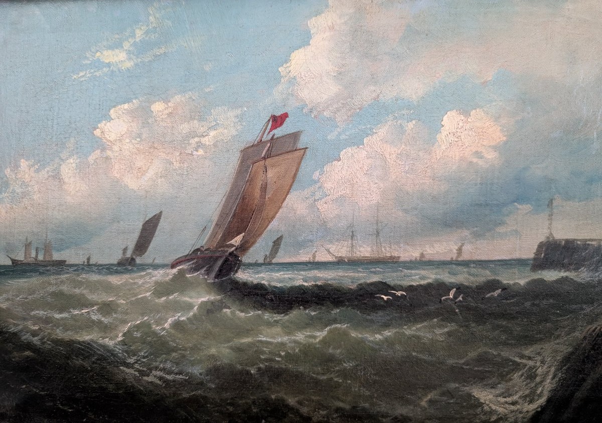 Marina With Fishing Boats Along The Coast – First Half Of The 19th Century