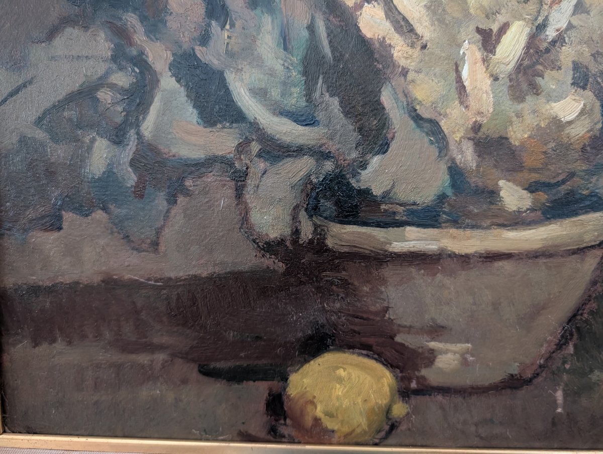 Lodovico Tommasi (Livourne, 1866 – Florence, 1941) – Nature morte au chou-fleur, 1930-photo-3