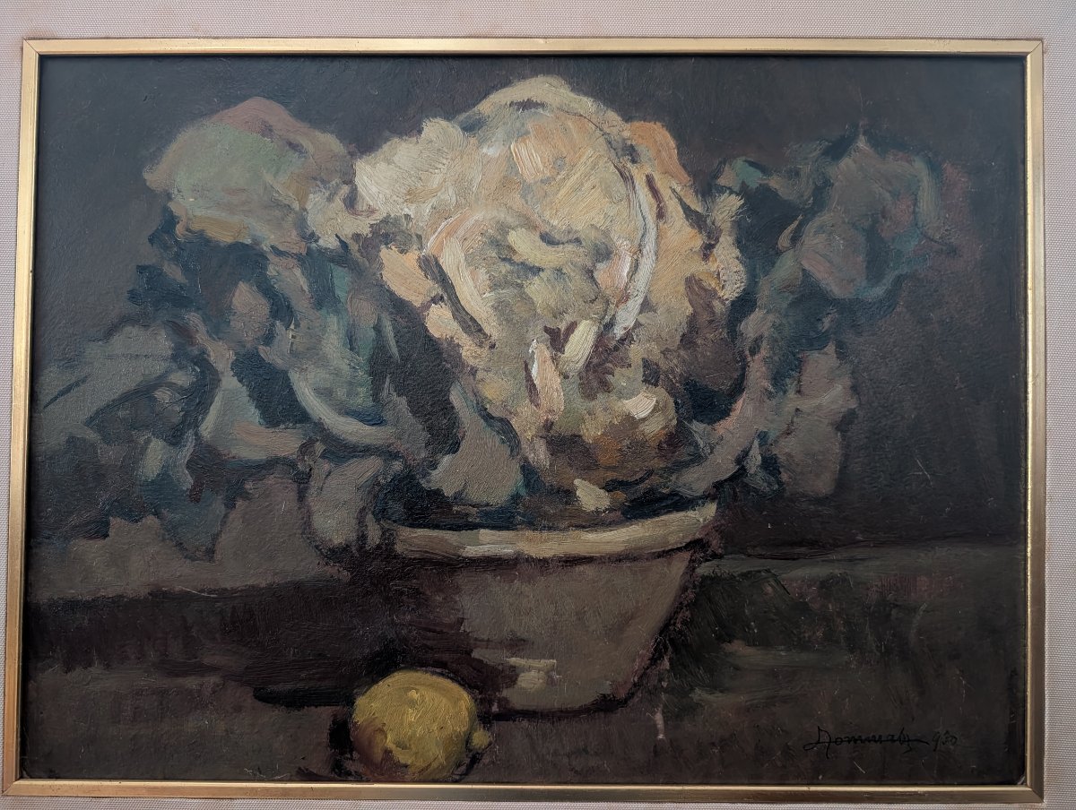 Lodovico Tommasi (Livourne, 1866 – Florence, 1941) – Nature morte au chou-fleur, 1930-photo-1