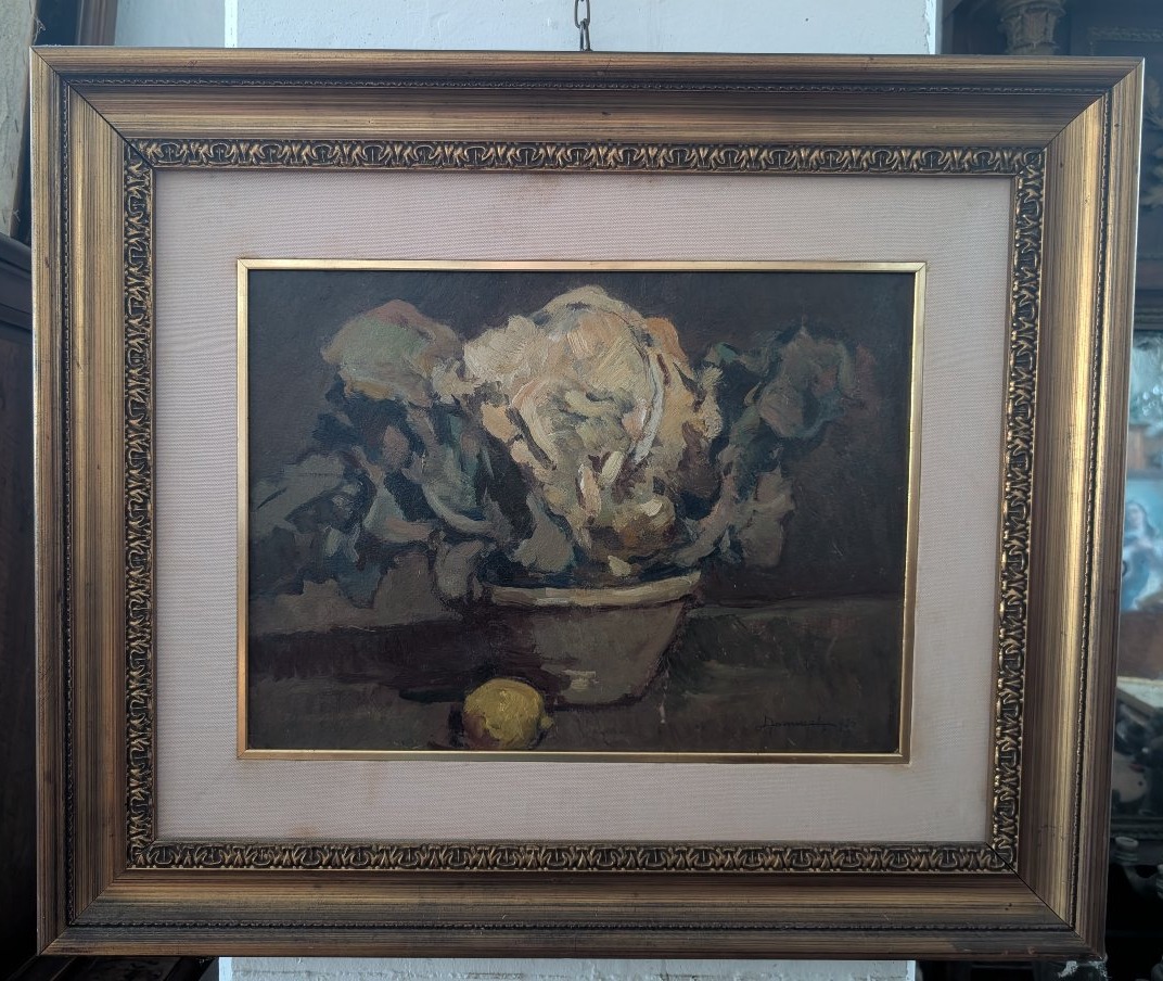 Lodovico Tommasi (Livourne, 1866 – Florence, 1941) – Nature morte au chou-fleur, 1930-photo-2