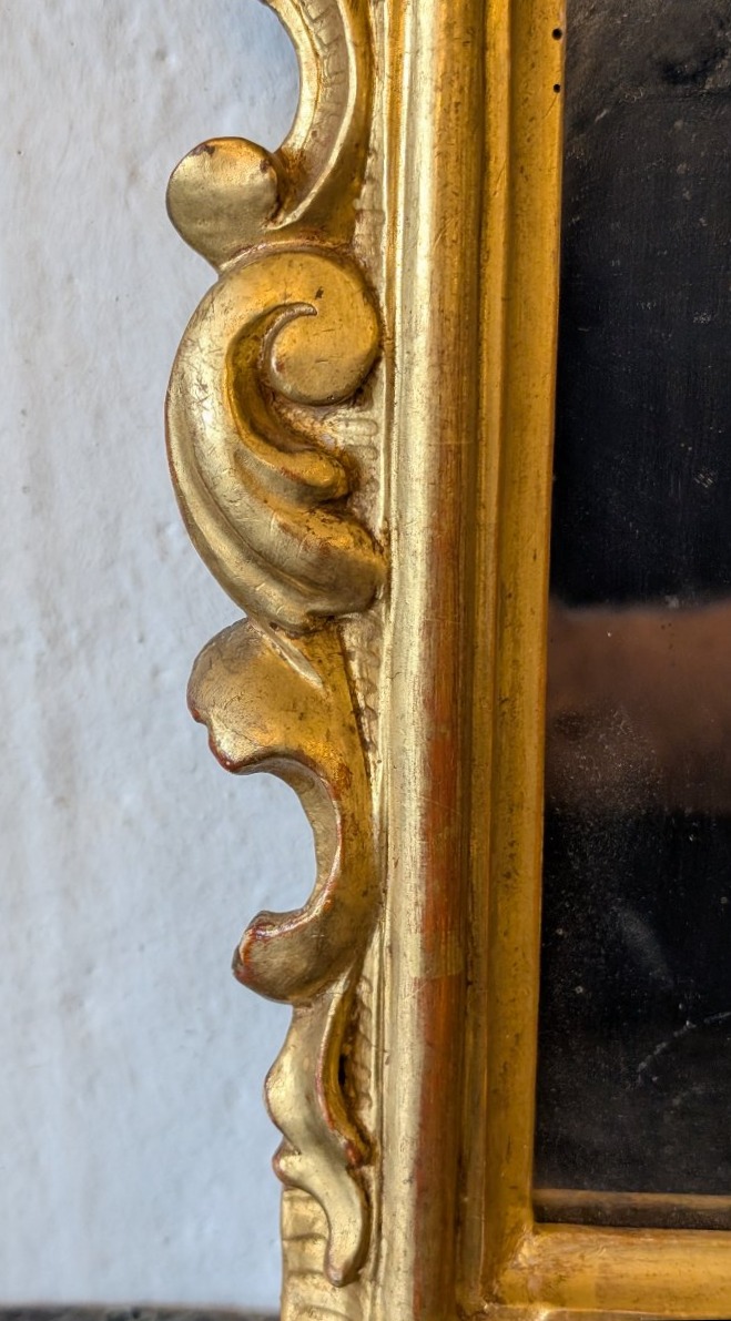 Petit miroir en bois sculpté et doré à la feuille d'or – Début du XIXe siècle-photo-4