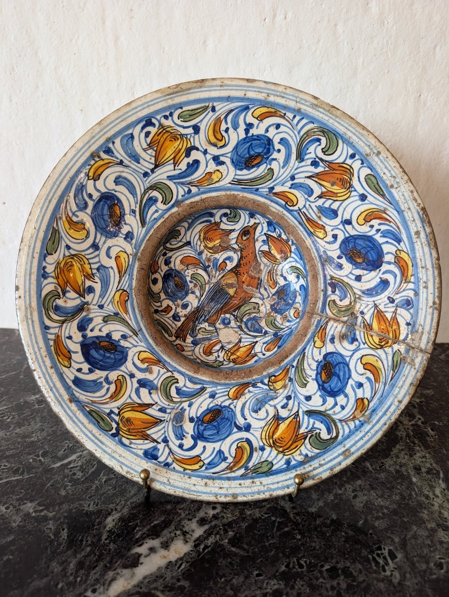 Large Polychrome Majolica Plate – Central Italy, 17th Century-photo-4