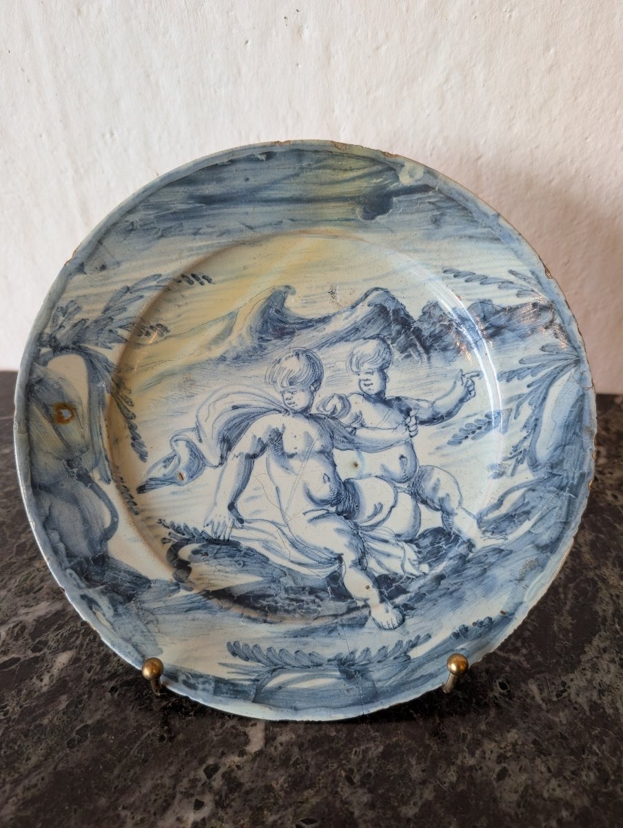 18th-century Majolica Plate From Savona – Mythological Decoration