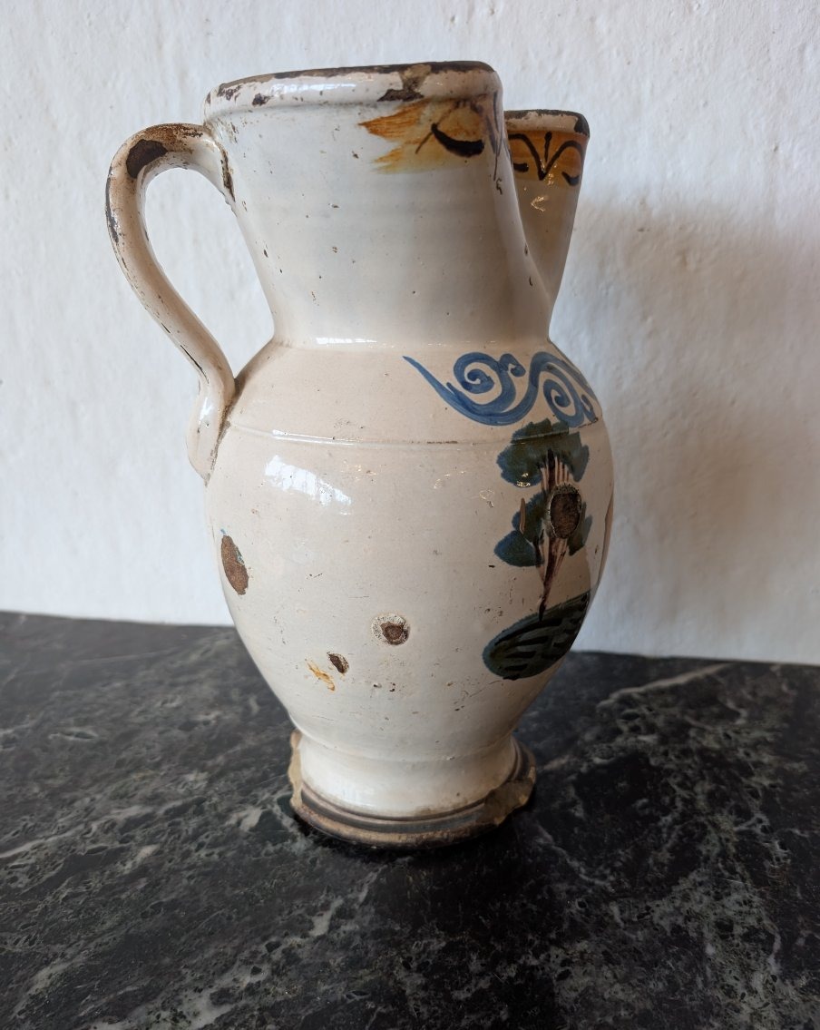 Polychrome Majolica Jug – Central And Southern Italy, 18th Century-photo-2