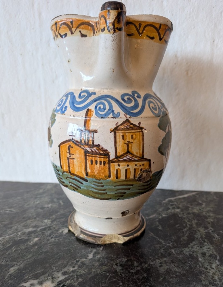 Polychrome Majolica Jug – Central And Southern Italy, 18th Century