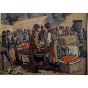 "market Scene" Cafiero Filippelli 1889-1973