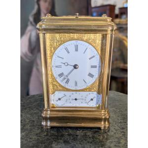 Gilt Bronze Carriage Clock – Anchor Escapement, Quarter Striking, Alarm And Calendar