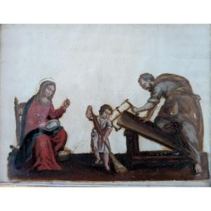 Sacred Scene – Oil On Glass, Late 18th Century