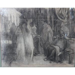 Henry Sollier – Dessin Symboliste Français Du Début Du XXe Siècle