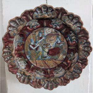 Grand Plat Décoratif à Reflets Métalliques du Centre de l’Italie, Fin XIXe – Début XXe Siècle