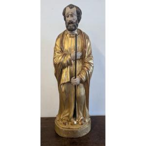 Saint Joseph en Bois Doré et Polychrome – Milieu du XIXe Siècle