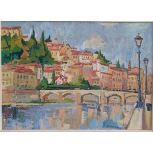 Rodolfo Marma (1903–1983) – Ponte Alle Grazie, Florence, Oil On Canvas, Dated 1977
