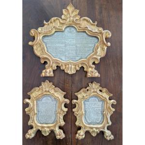 Triptyque de chants de gloire génois en bois doré