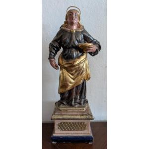Sainte Lucie – Sculpture en bois polychrome et doré, première moitié du XIXe siècle
