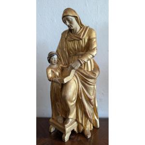 Éducation de la Vierge – Sculpture en bois doré Italie, début du XIXe siècle