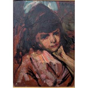 Alessandro Milesi (1856–1945) – Portrait Of A Young Girl