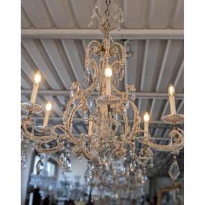 Lustre à six lumières en cristal – fin du XIXe siècle