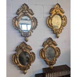 Quatre miroirs génois en bois sculpté et doré à la mecca – XIXe siècle