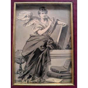Amos Nattini (1892–1985) – Paire d’aquarelles, allégories de la culture et du travail