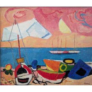 Enrico Paulucci (1901–1999) – Seascape With Boats