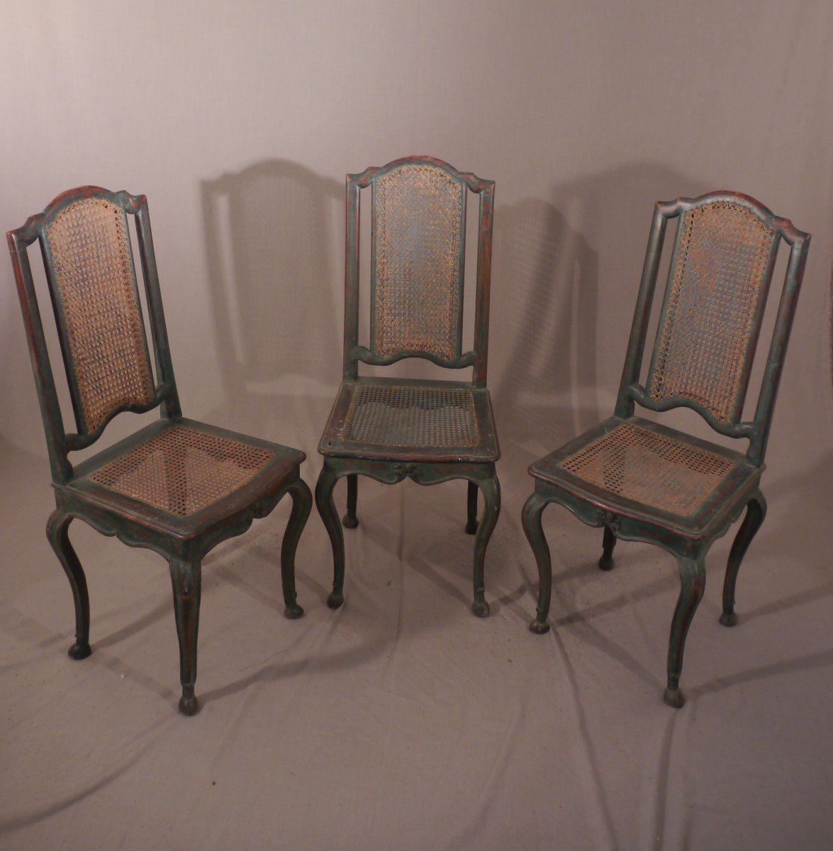 Three Régence Europe High Back Chairs 18th Century