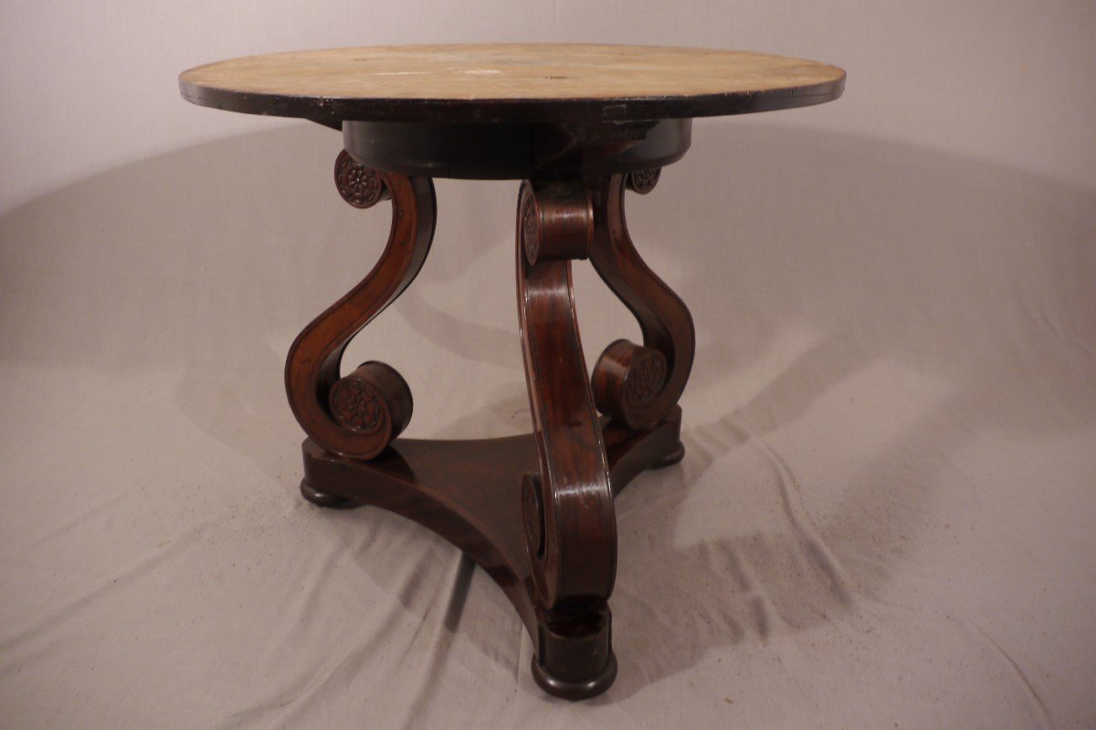 Mahogany Pedestal Table With Grand Tour Shelf 19th Century-photo-4