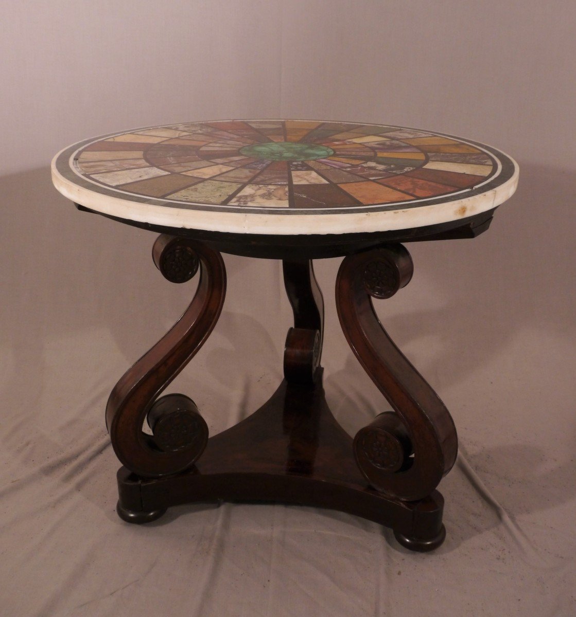 Mahogany Pedestal Table With Grand Tour Shelf 19th Century