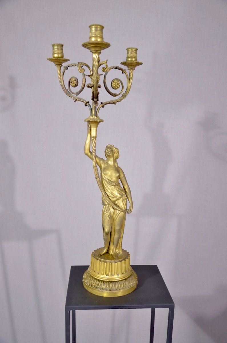 Pair Of Girandoles In Gilt Bronze