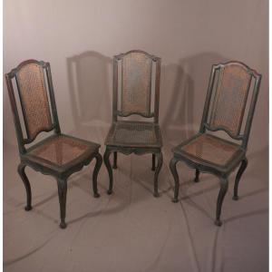 Three Régence Europe High Back Chairs 18th Century