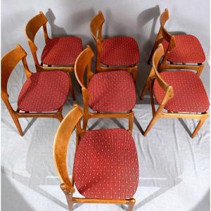 Série De 7 Chaises, Danoises, Eric Buch, Vintage/1960