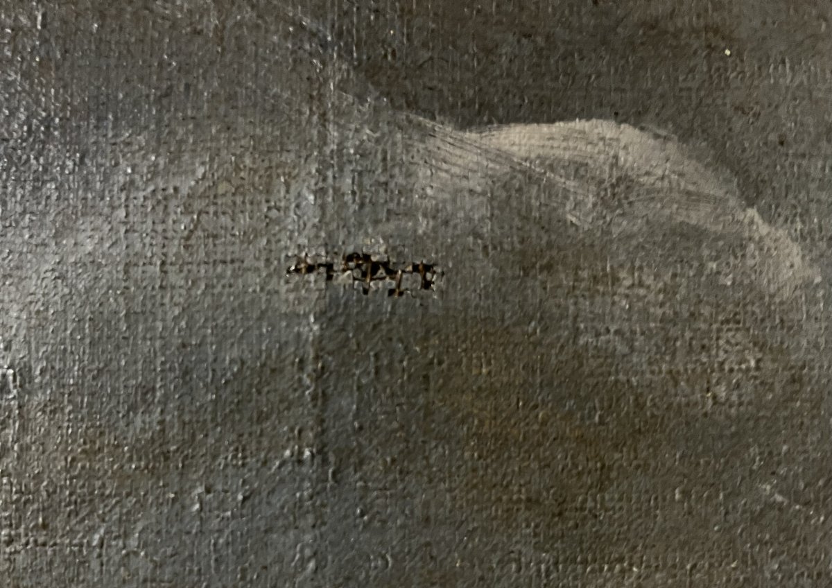 Dutch Painting "windmill And Boat", 19th Century-photo-3