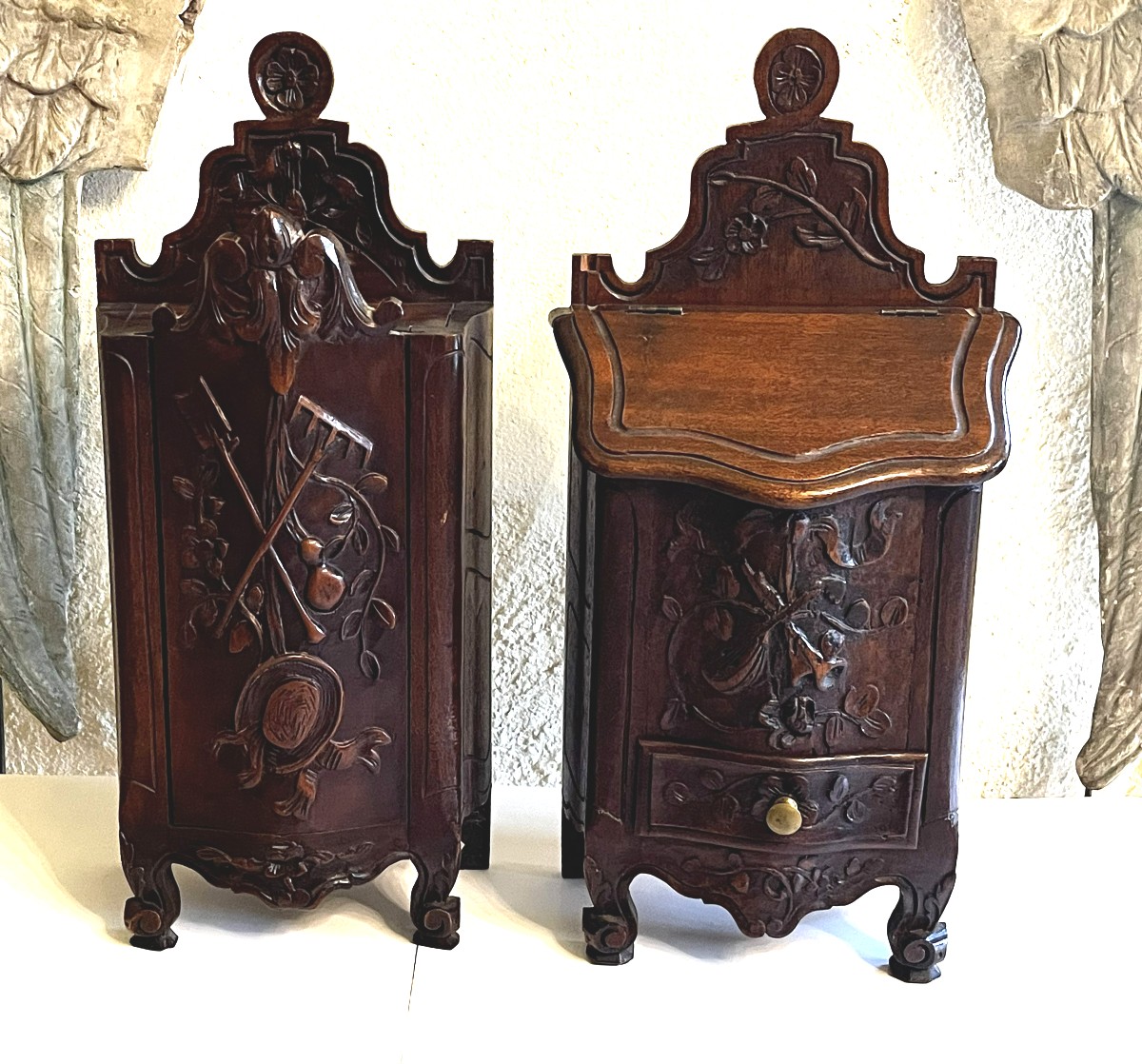 Pair Of Salt And Flour Boxes, Provence, 19th Century