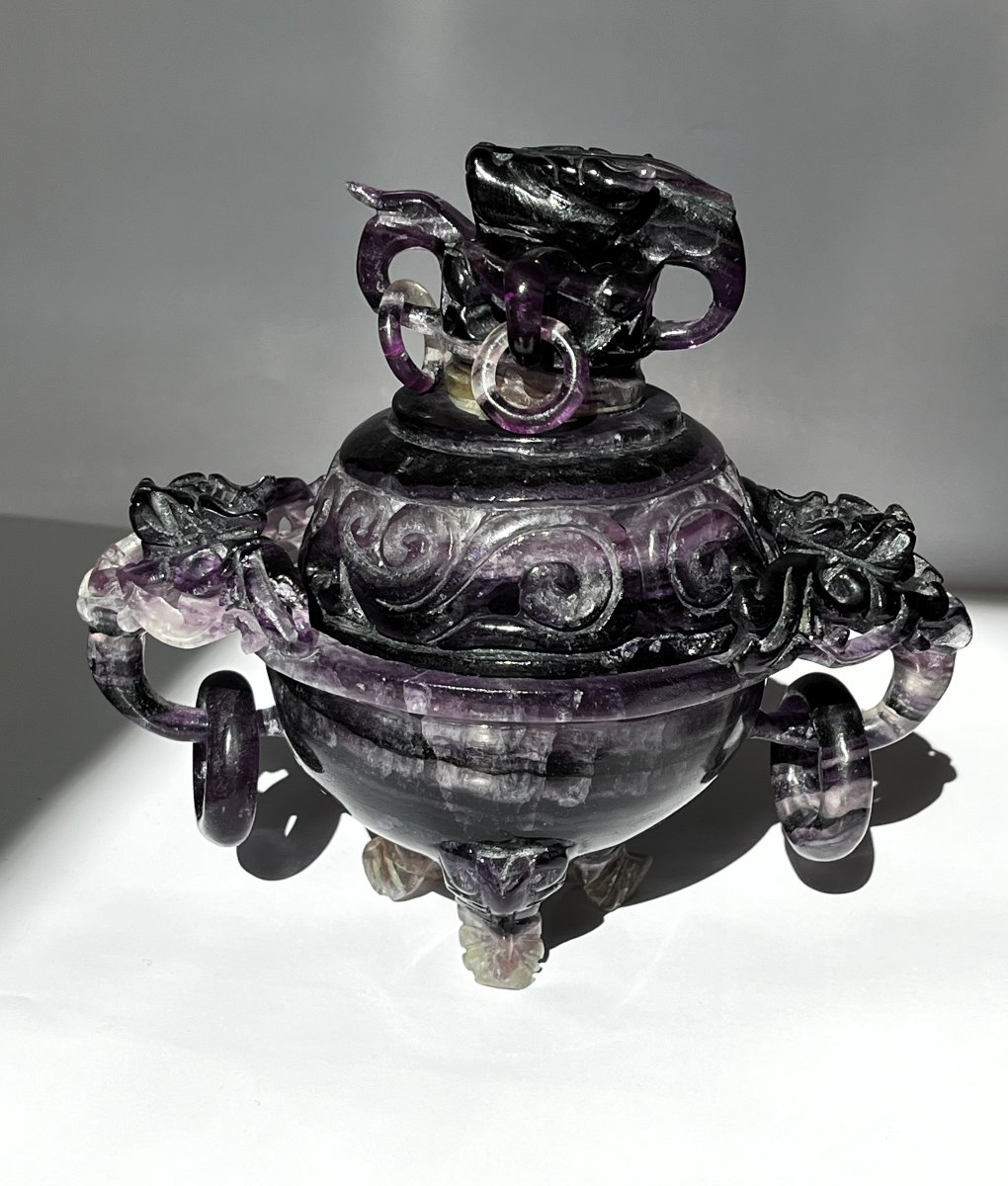 Brûle-parfum en améthyste, Chine, 20ème siècle.-photo-3