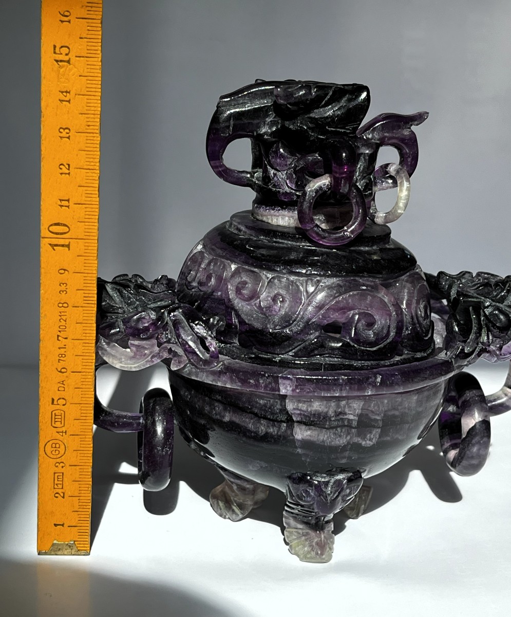 Brûle-parfum en améthyste, Chine, 20ème siècle.-photo-1