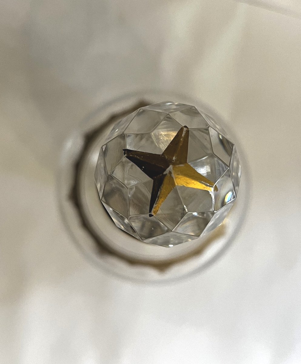 Carafe en cristal, décor or en relief, probablement Saint-Louis-photo-3