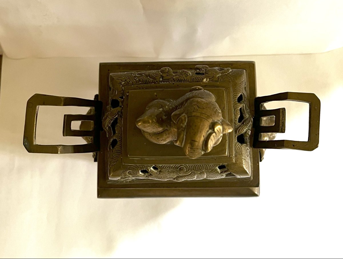 Brûle-parfum en bronze, Chine, 19ème siècle-photo-3