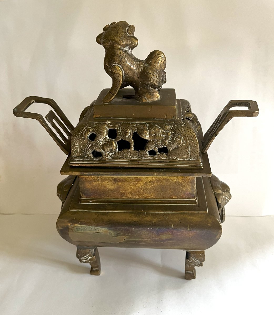 Brûle-parfum en bronze, Chine, 19ème siècle-photo-3