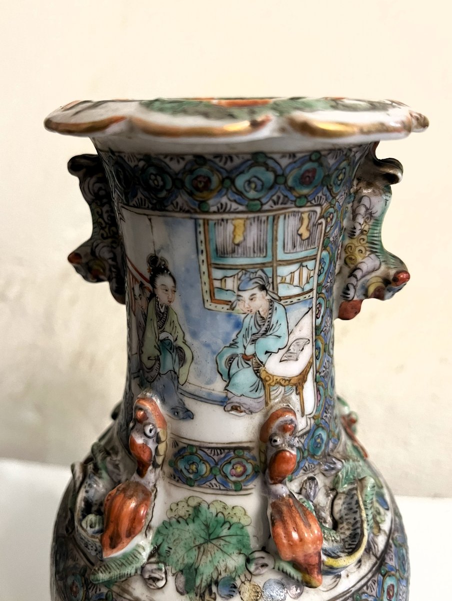 Vase porcelaine de Chine, décor Canton, 19ème siècle-photo-3