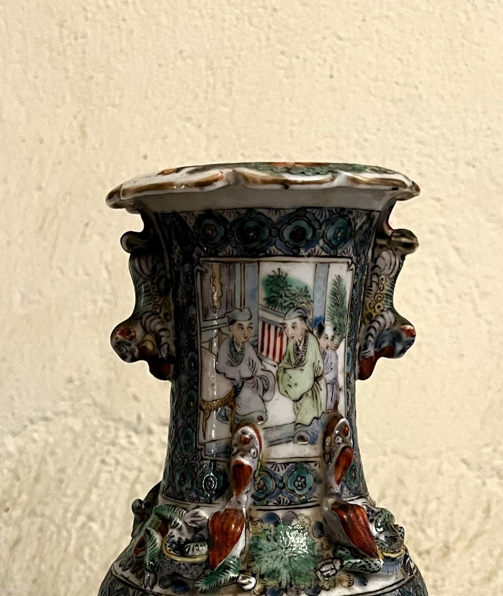 Vase porcelaine de Chine, décor Canton, 19ème siècle-photo-4